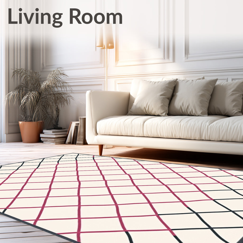 Crimson Lattice Geometric Diamond Rug