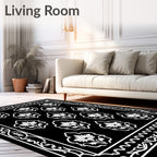 Elegant White Floral Symmetry Rug