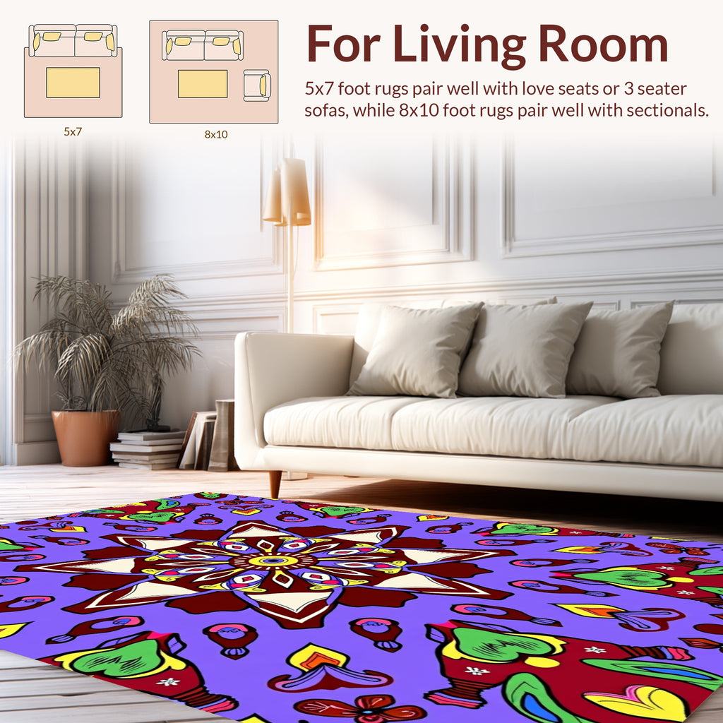 Bright Floral Mandala Pattern Rug