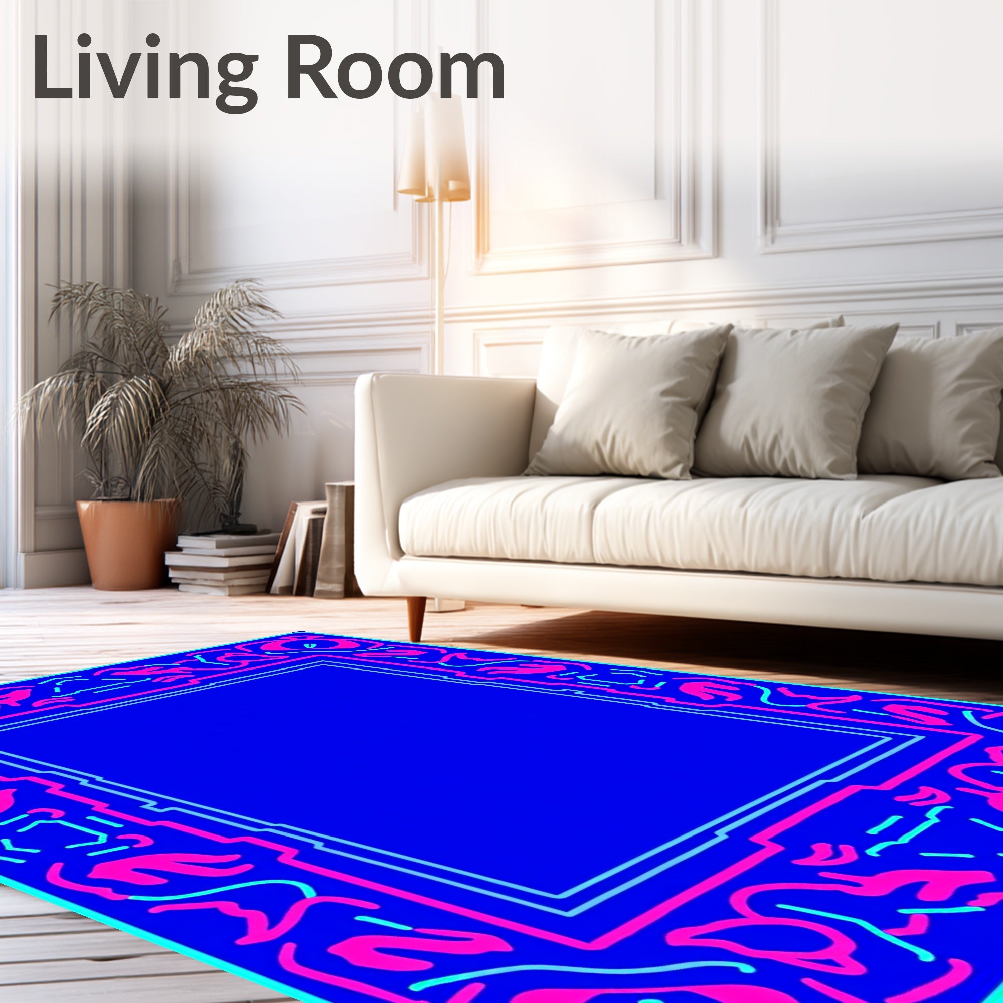 Vibrant Neon Abstract Swirls Rug