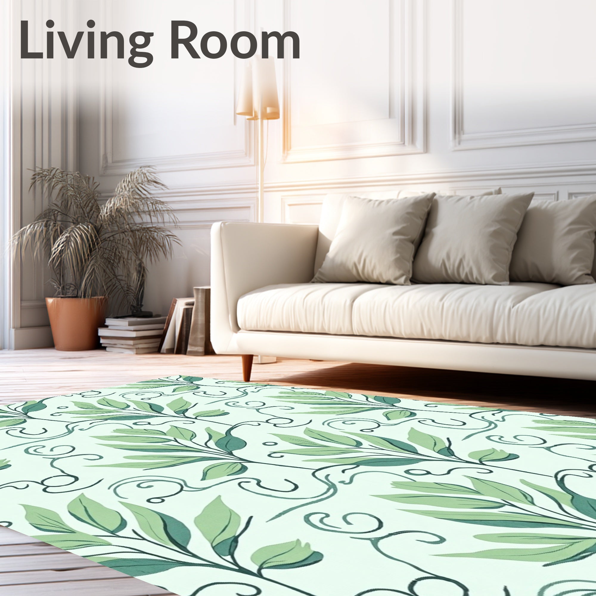 Green Leaf And Vine Pattern Rug