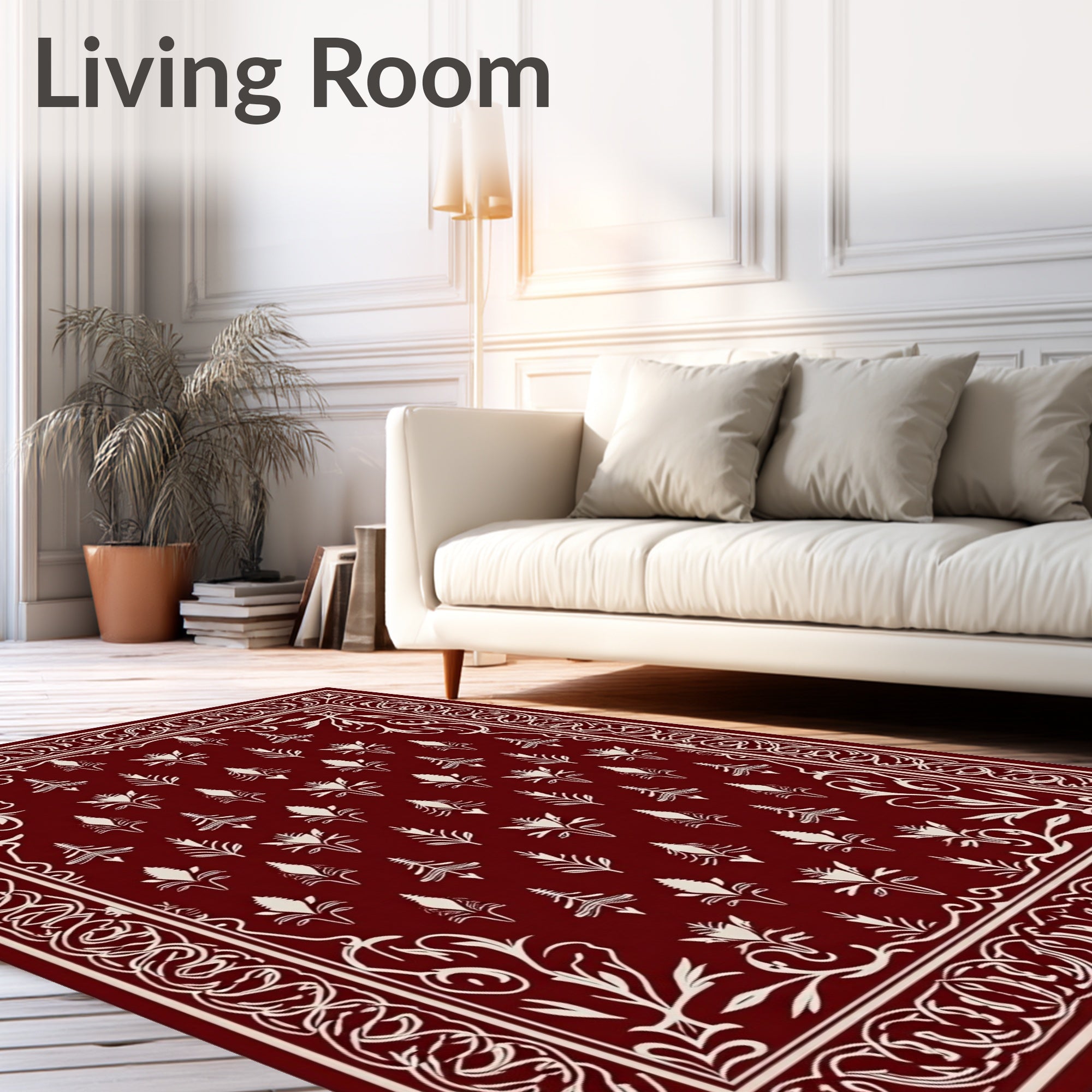 Ornate Floral Pattern with Detailed Border Rug