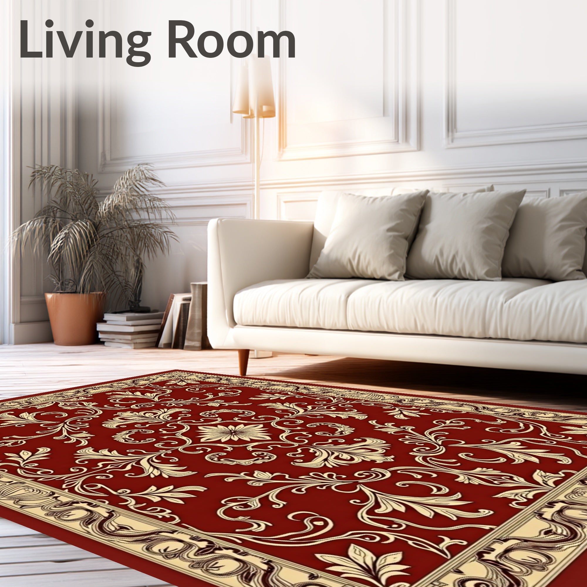 Ornate Floral Damask Pattern Rug