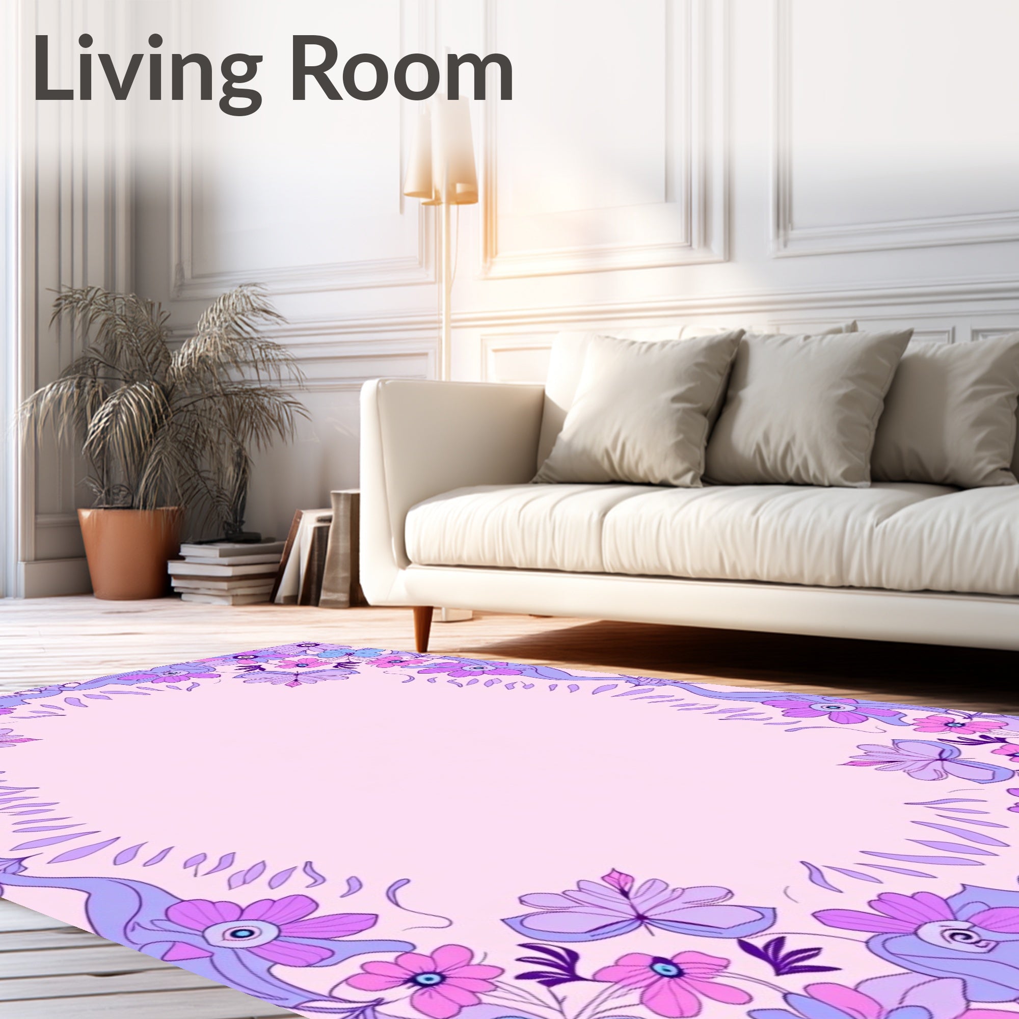 Whimsical Floral Pattern With Purple Hues Rug
