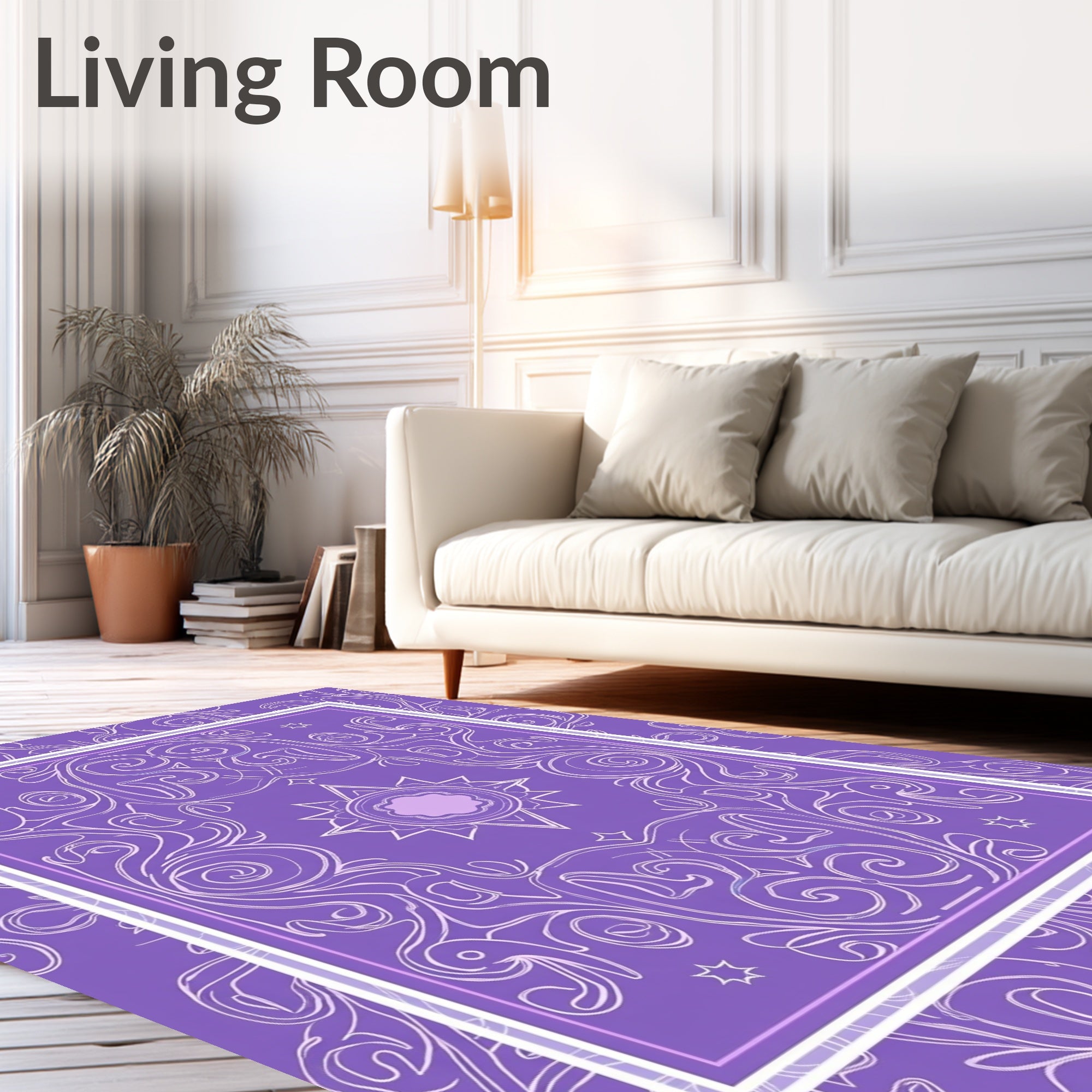 Ornate Mandala Patterned Violet Rug