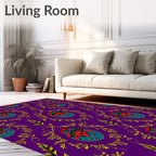 Vibrant Floral Pattern With Gold Foliage Rug