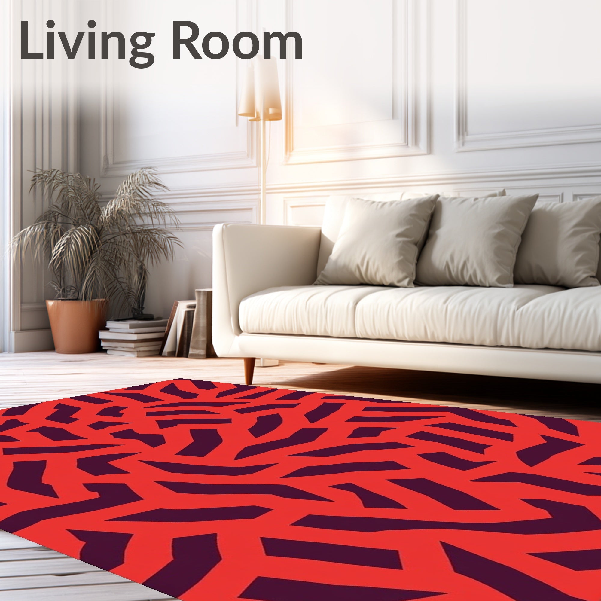Modern Red Broken Line Pattern Rug