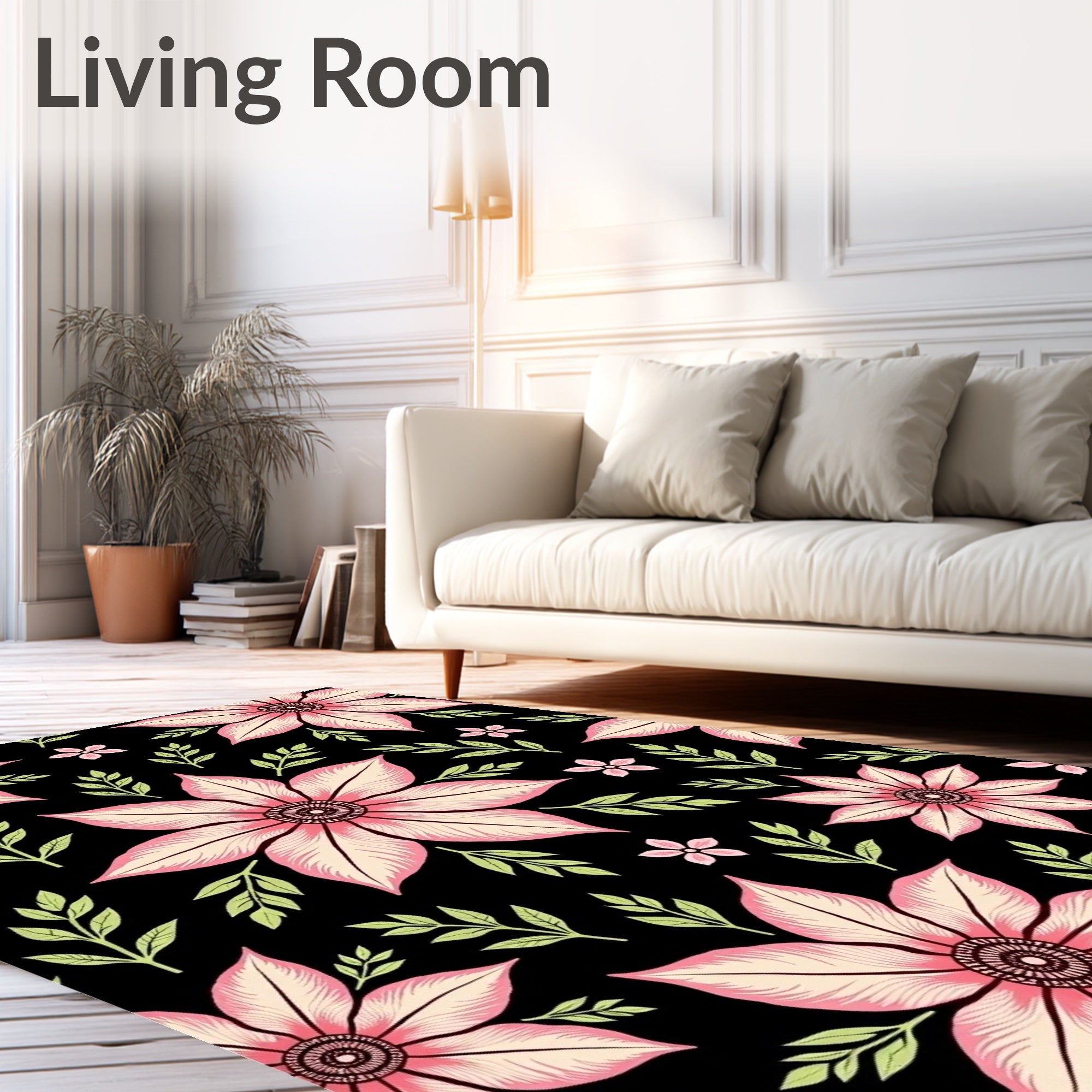 Pink Floral Botanical Garden Rug