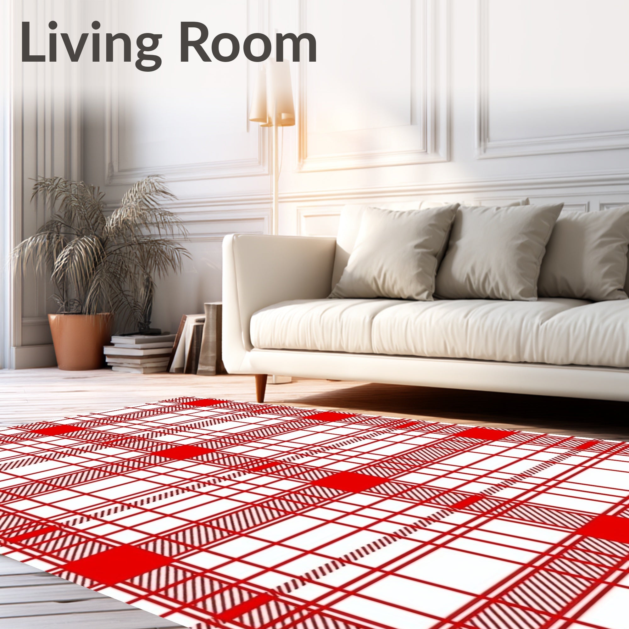 Classic Red Plaid Tartan Checked Rug