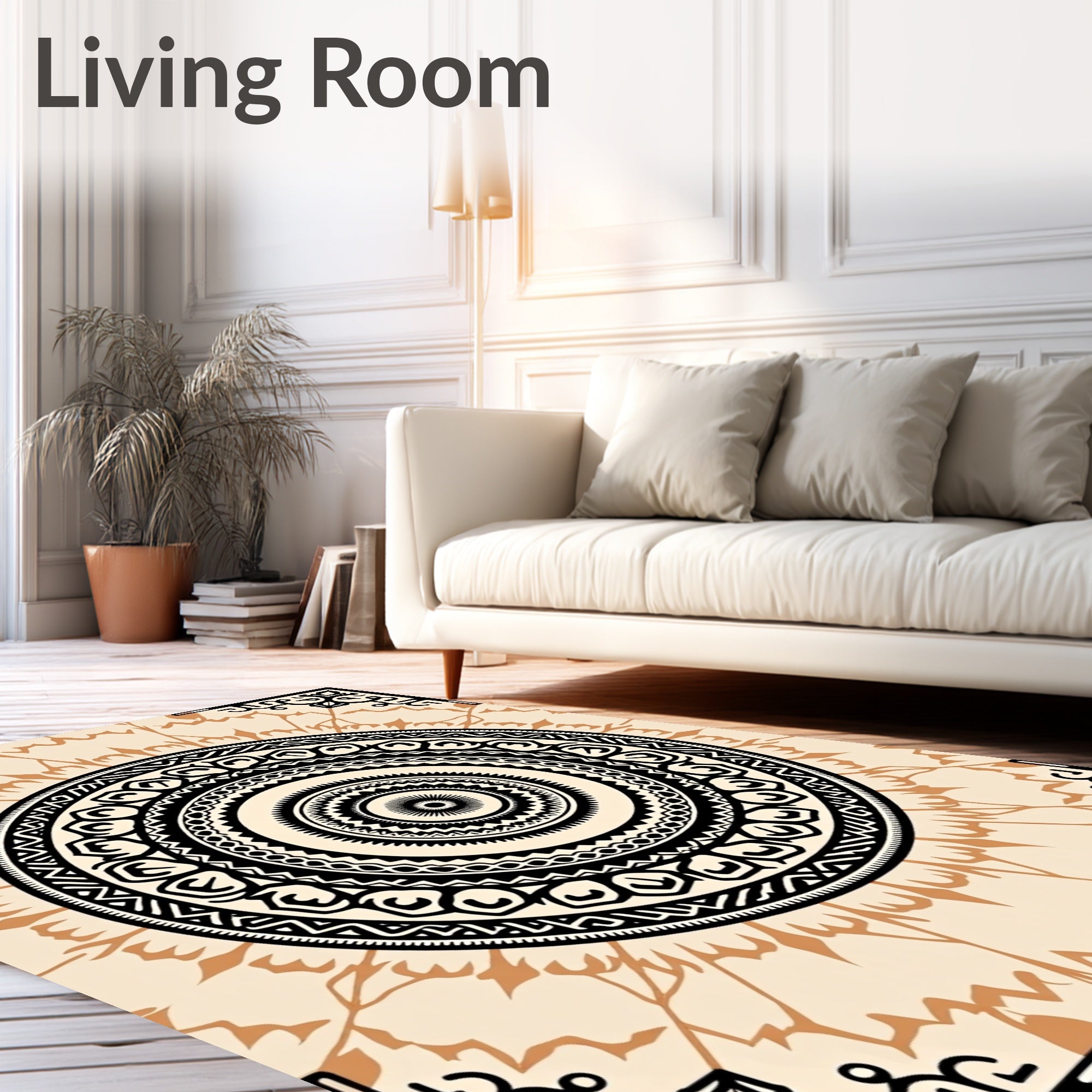 Black Sepia Ethnic Mandala Rug