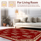 Art Deco Leaf Pattern Red Rug