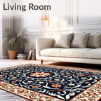 Ornate Midnight Floral Medallion Rug