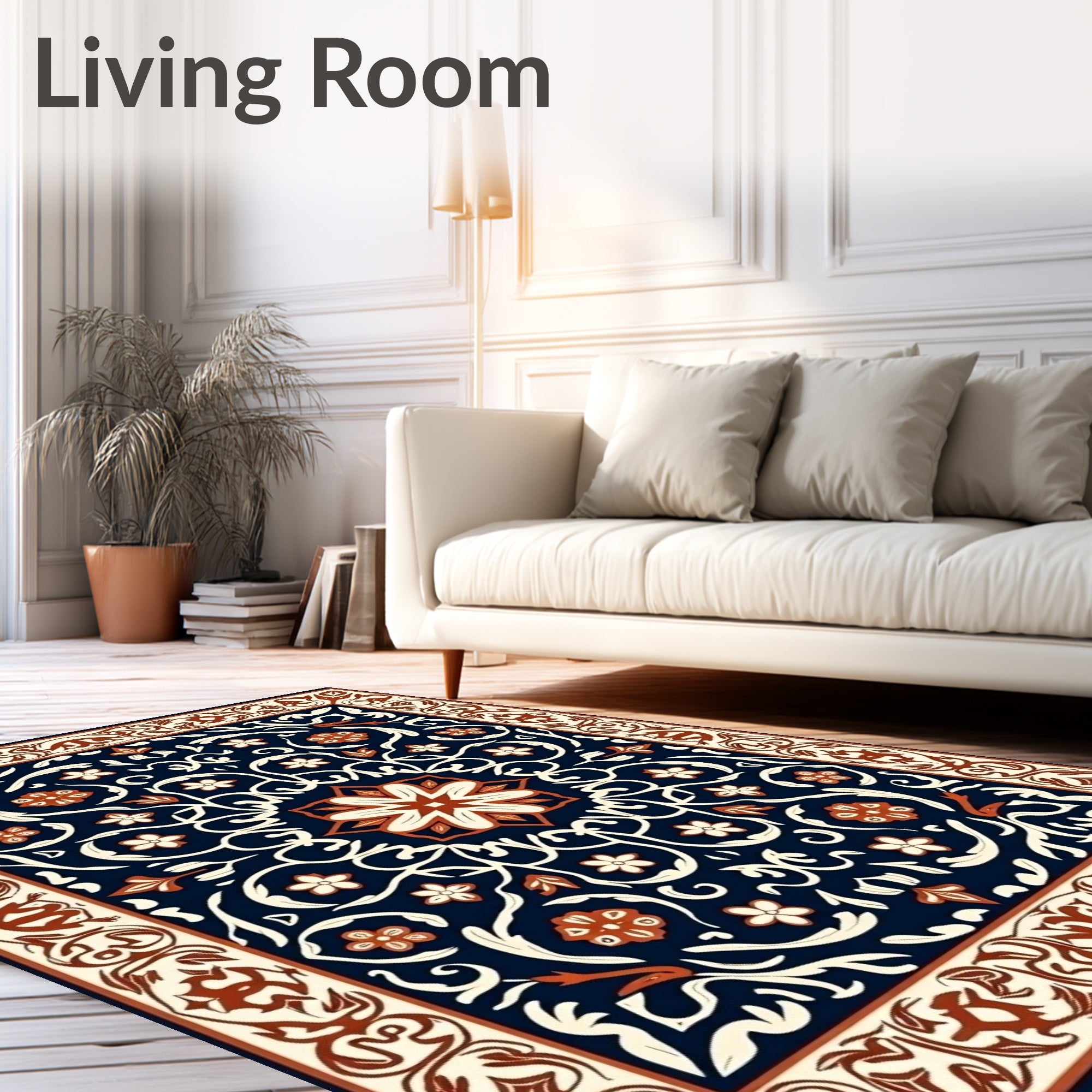 Ornate Midnight Floral Medallion Rug