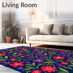 Vibrant Floral Vines Pattern Rug