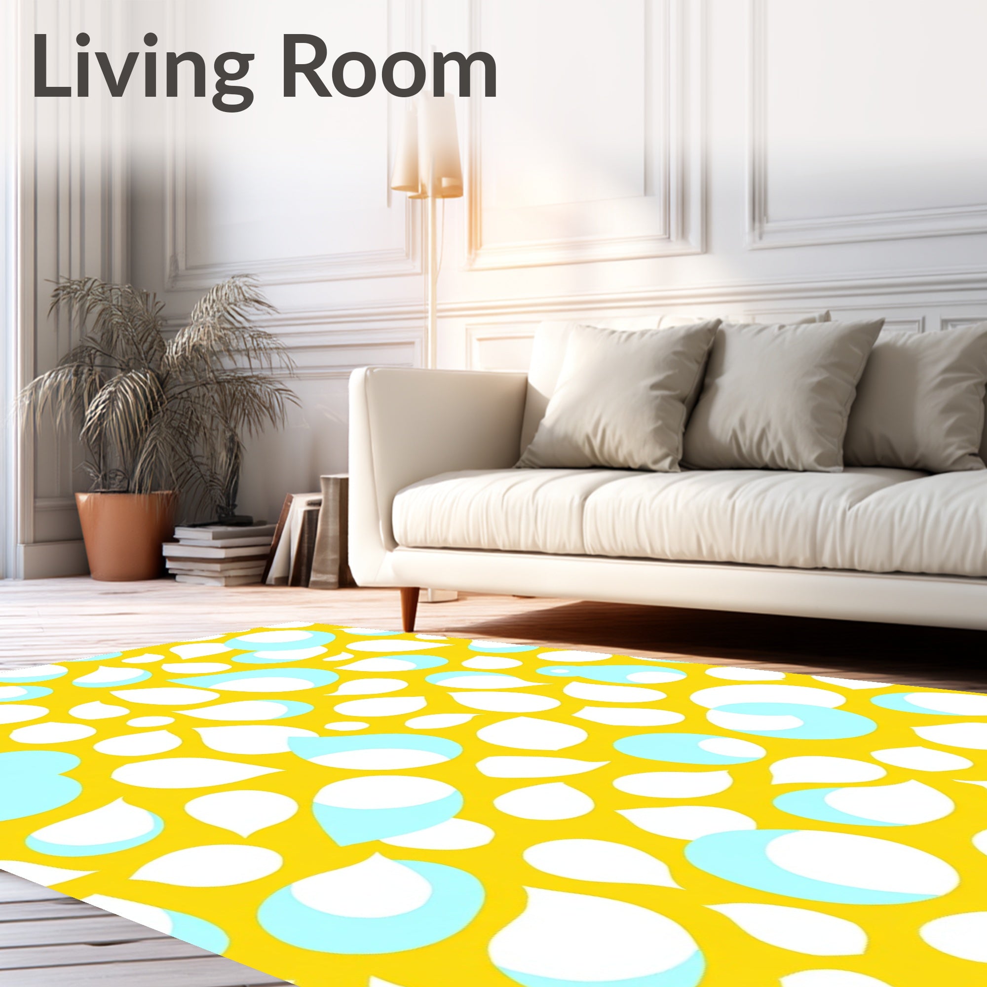 Bright Yellow Droplet Pattern Rug