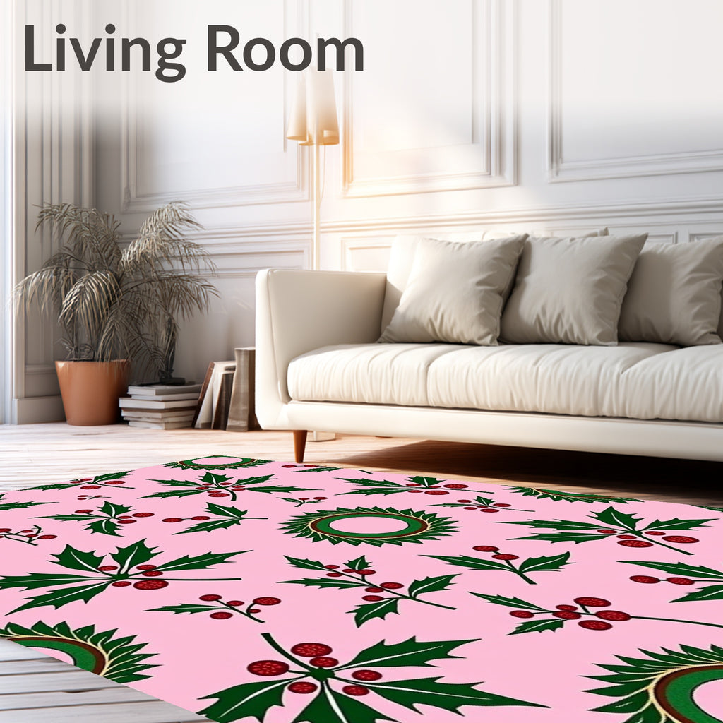 Festive Holly Berry Pattern Design Rug