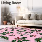 Festive Holly Berry Pattern Design Rug