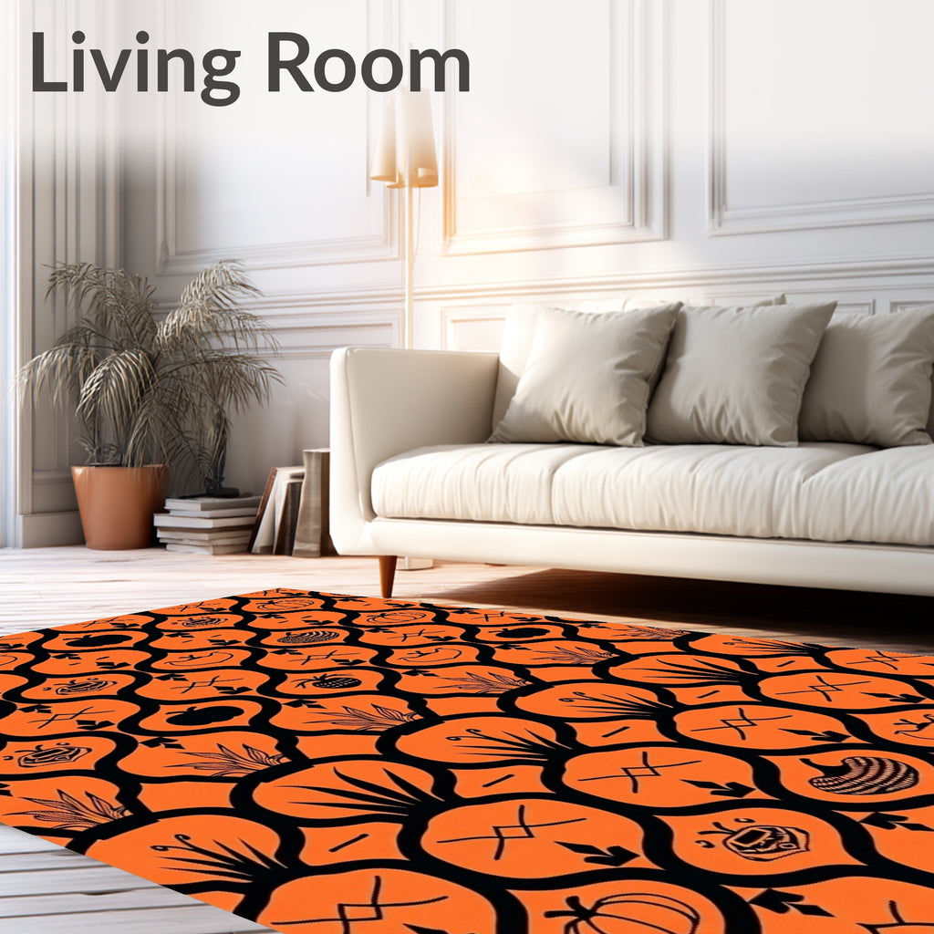 Retro Pumpkin Plant Pattern Design Rug