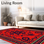 Red Decorative Floral Motif Rug