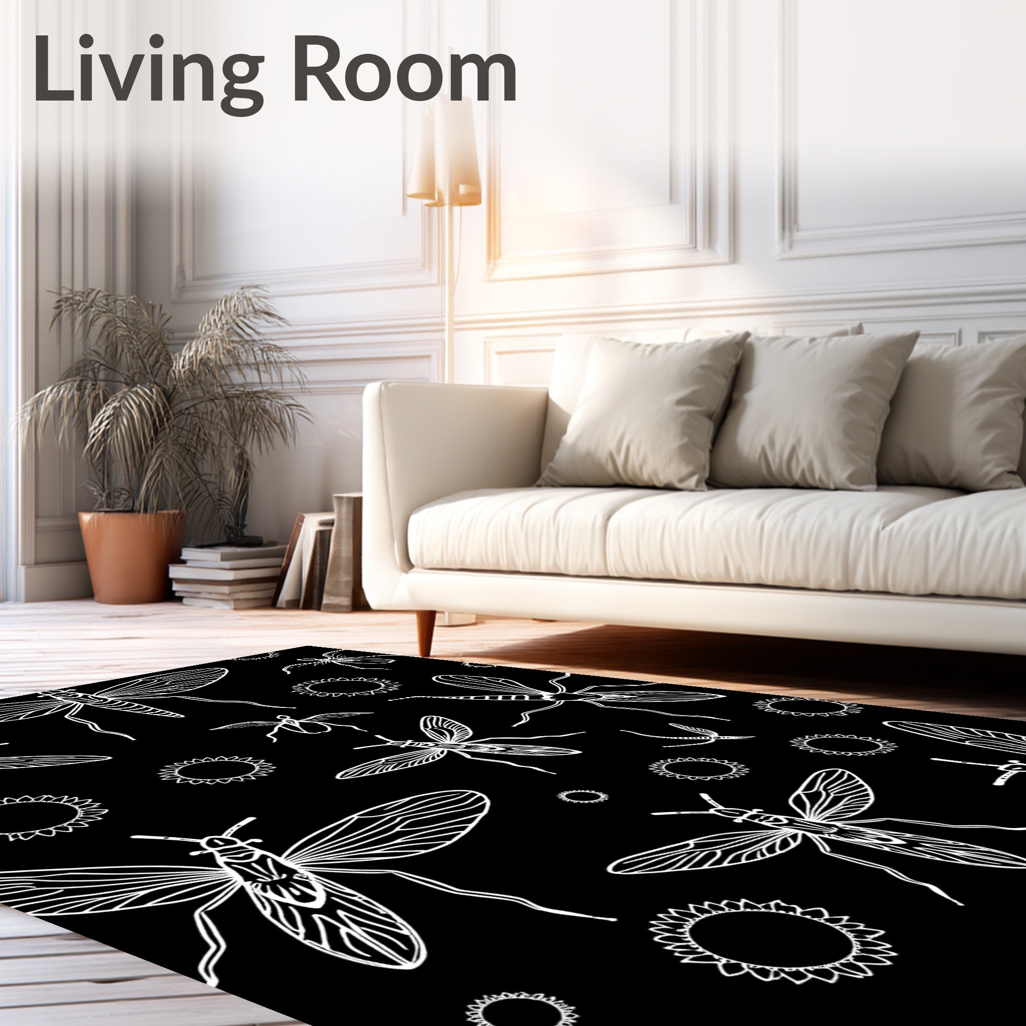 Insect Sunburst Silhouette Design Rug