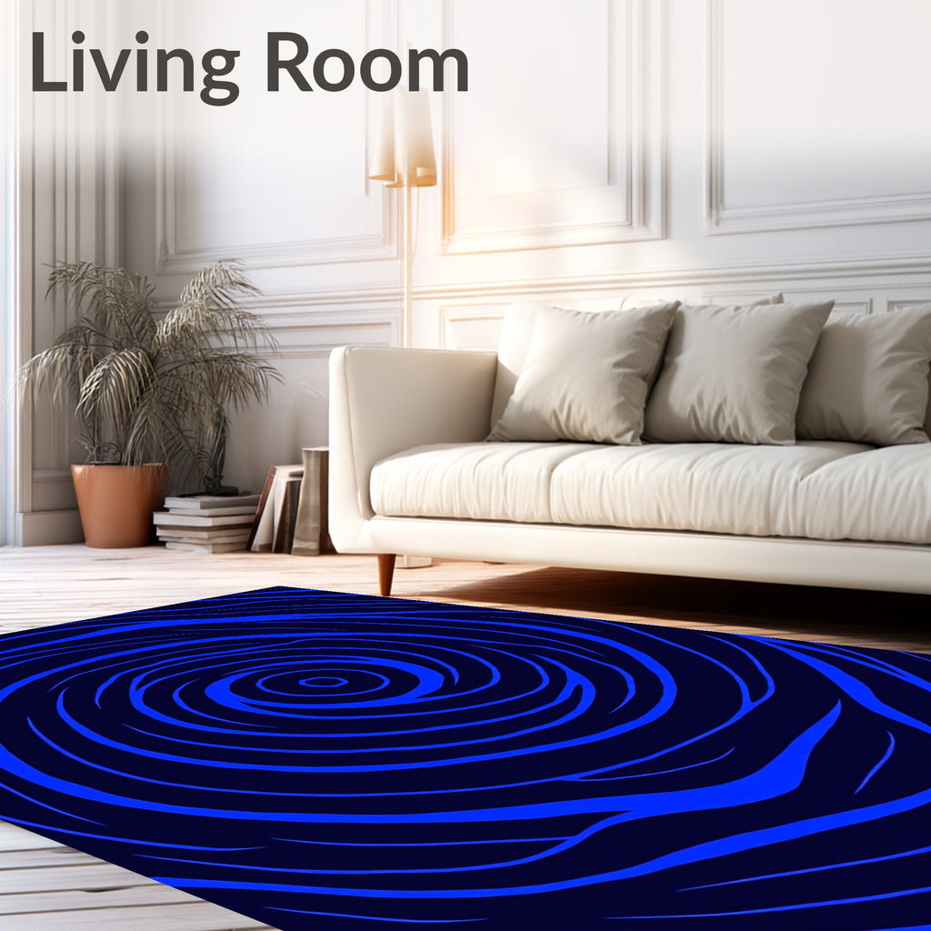 Bold Blue Swirl Pattern Rug