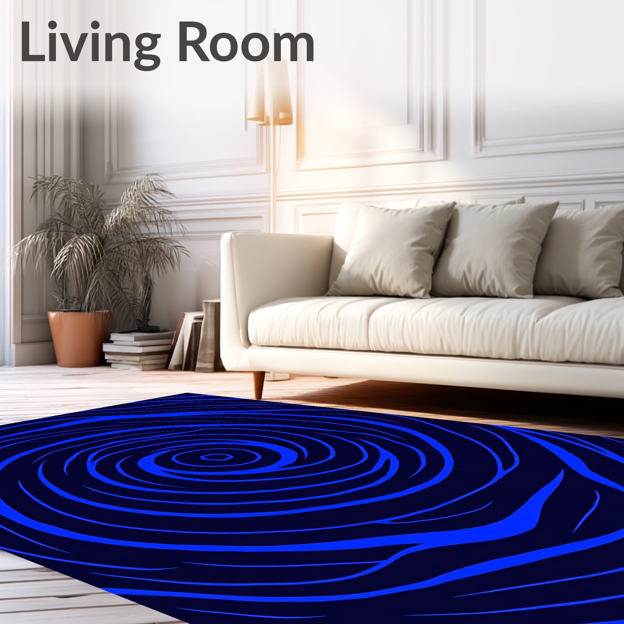 Bold Blue Swirl Pattern Rug