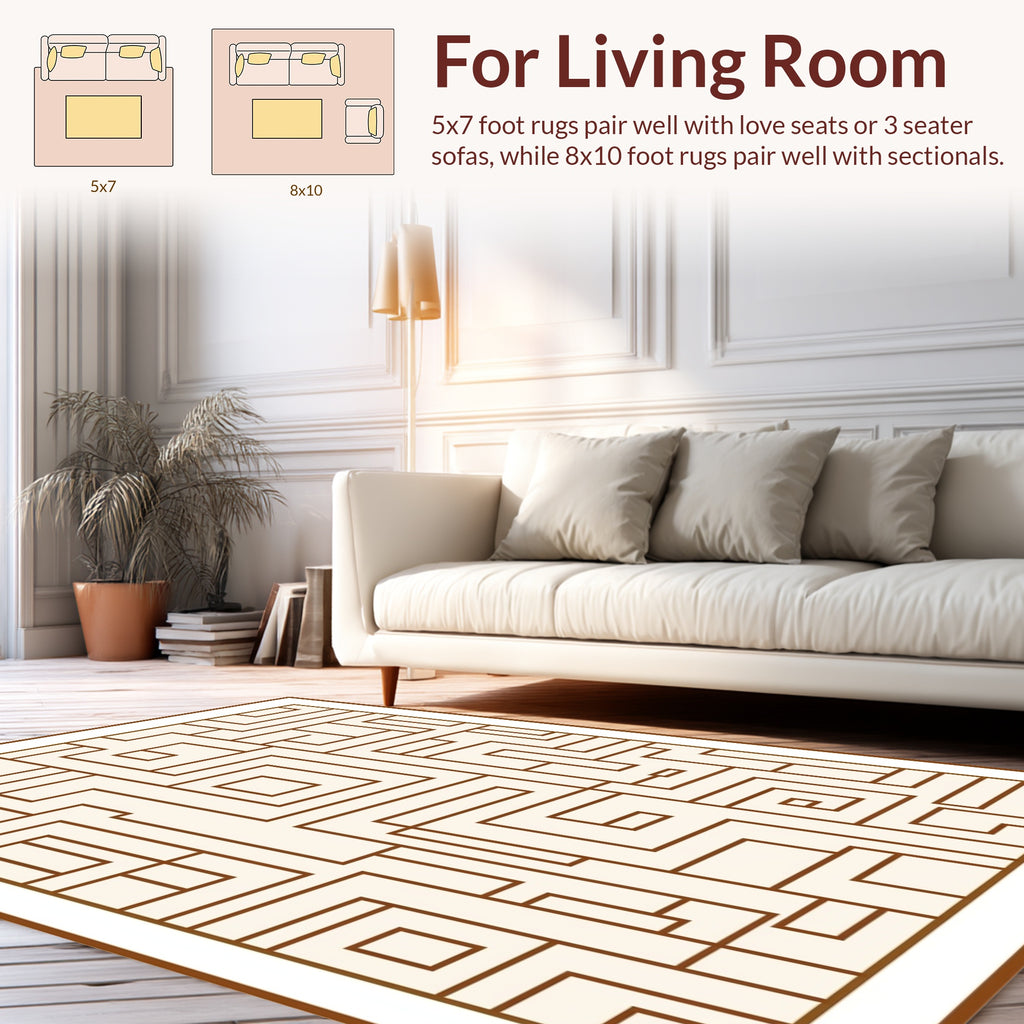 Maze Lines Abstract Geometric Design Rug
