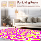 Bright Pink Yellow Abstract Swirl Pattern Rug