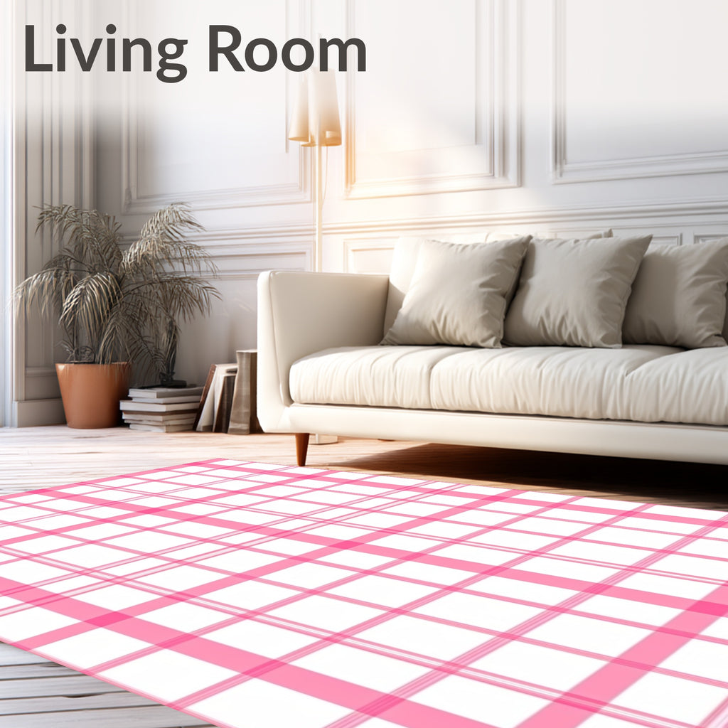 Pink Plaid Classic Pattern Rug
