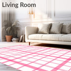 Pink Plaid Classic Pattern Rug