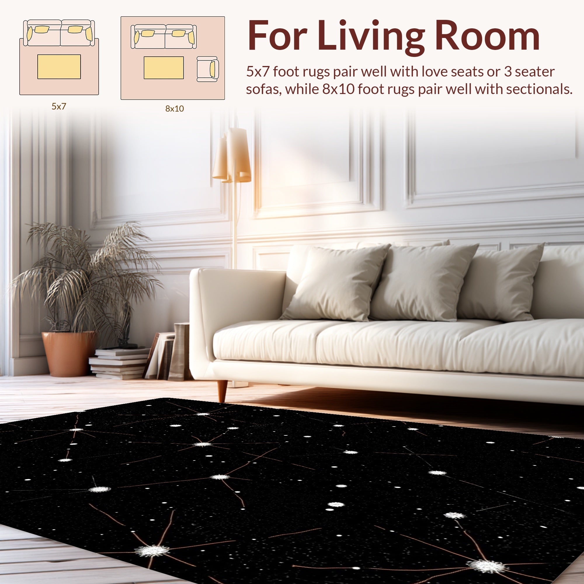 Cosmic Starburst And Dot Pattern Rug