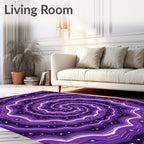 Purple Swirling Galaxy Star Patterned Rug