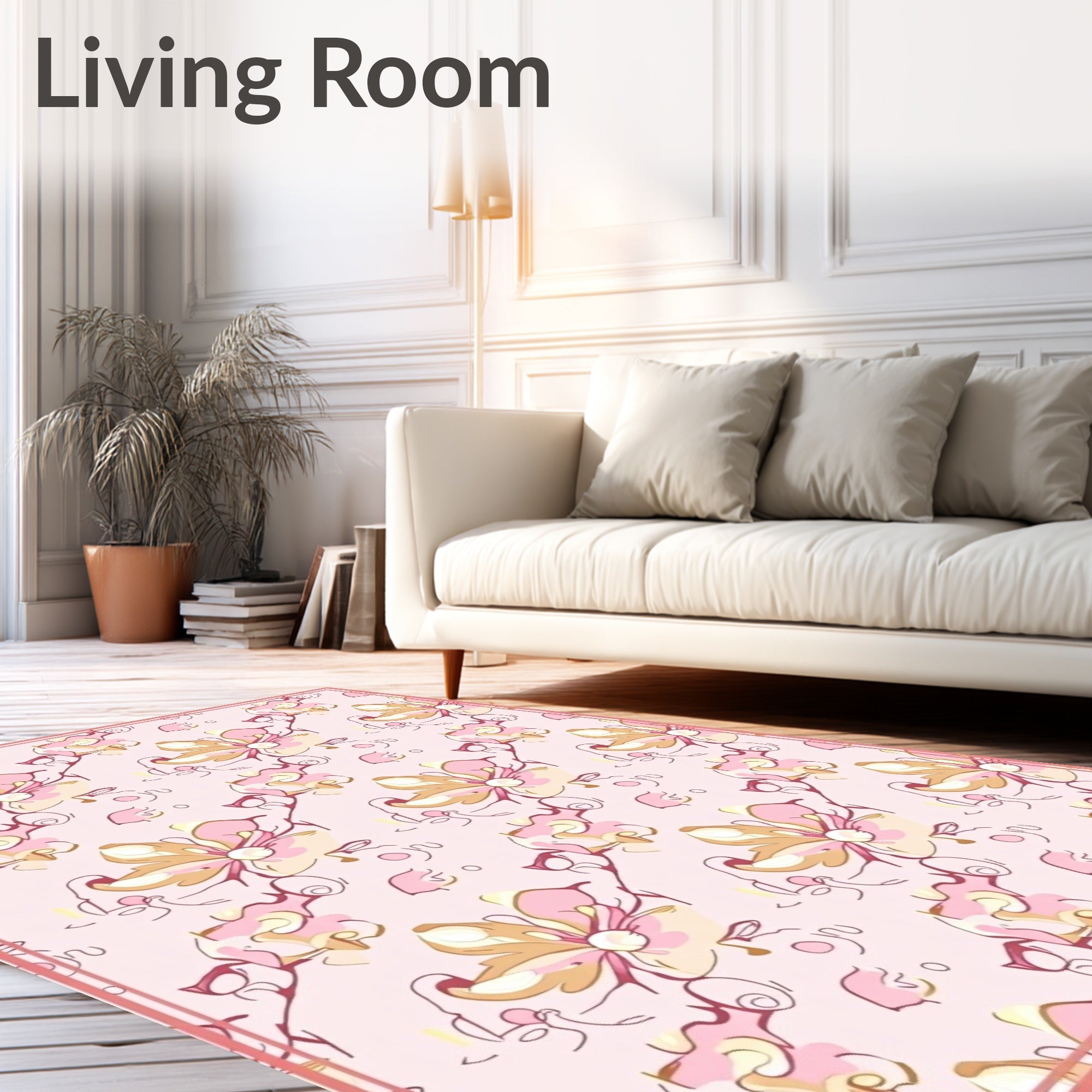 Whimsical Pink Floral Artful Rug