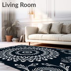 White Floral Mandala Pattern Rug