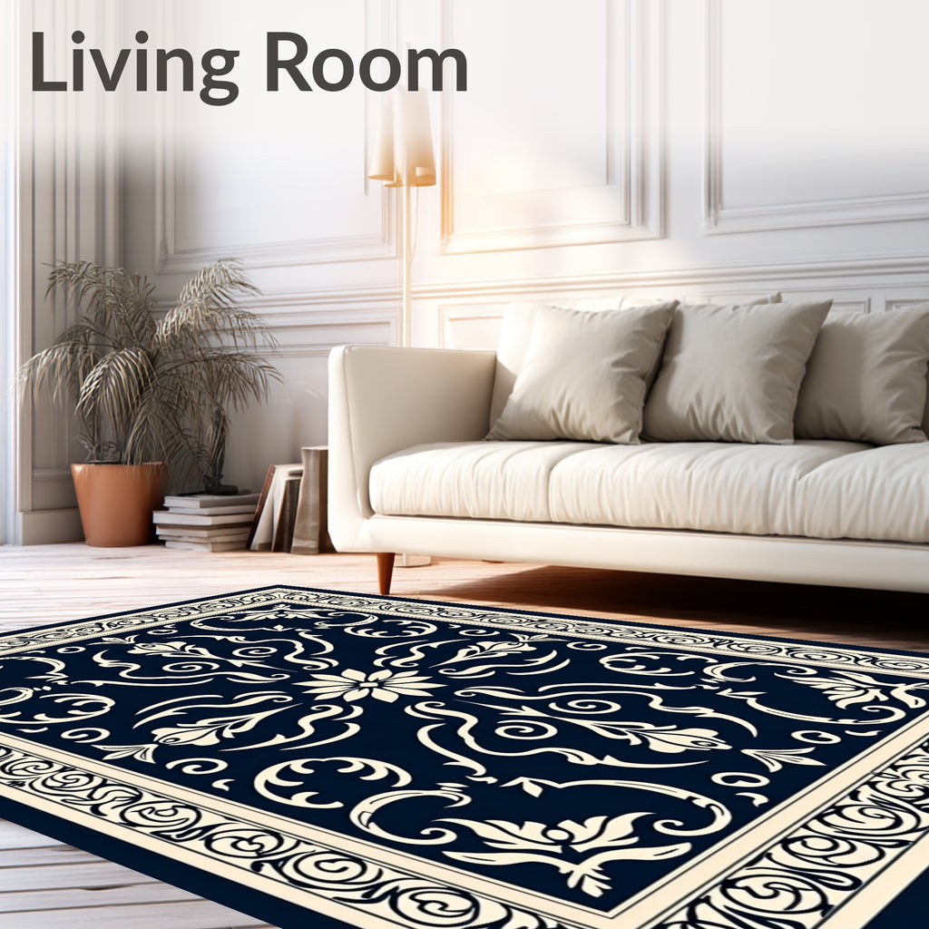 Classic Floral Scrollwork Inspired Design Rug