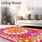 Radiant Fuchsia Sunburst Floral Rug