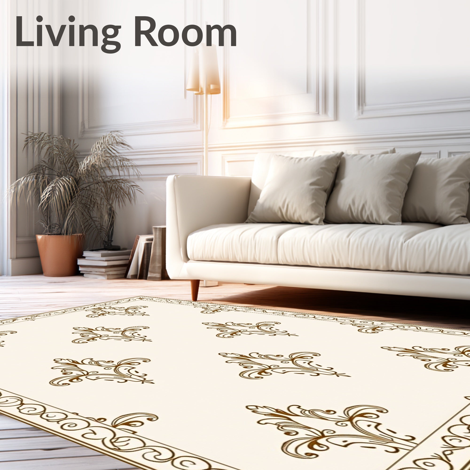 Classic Damask Scroll Pattern Rug