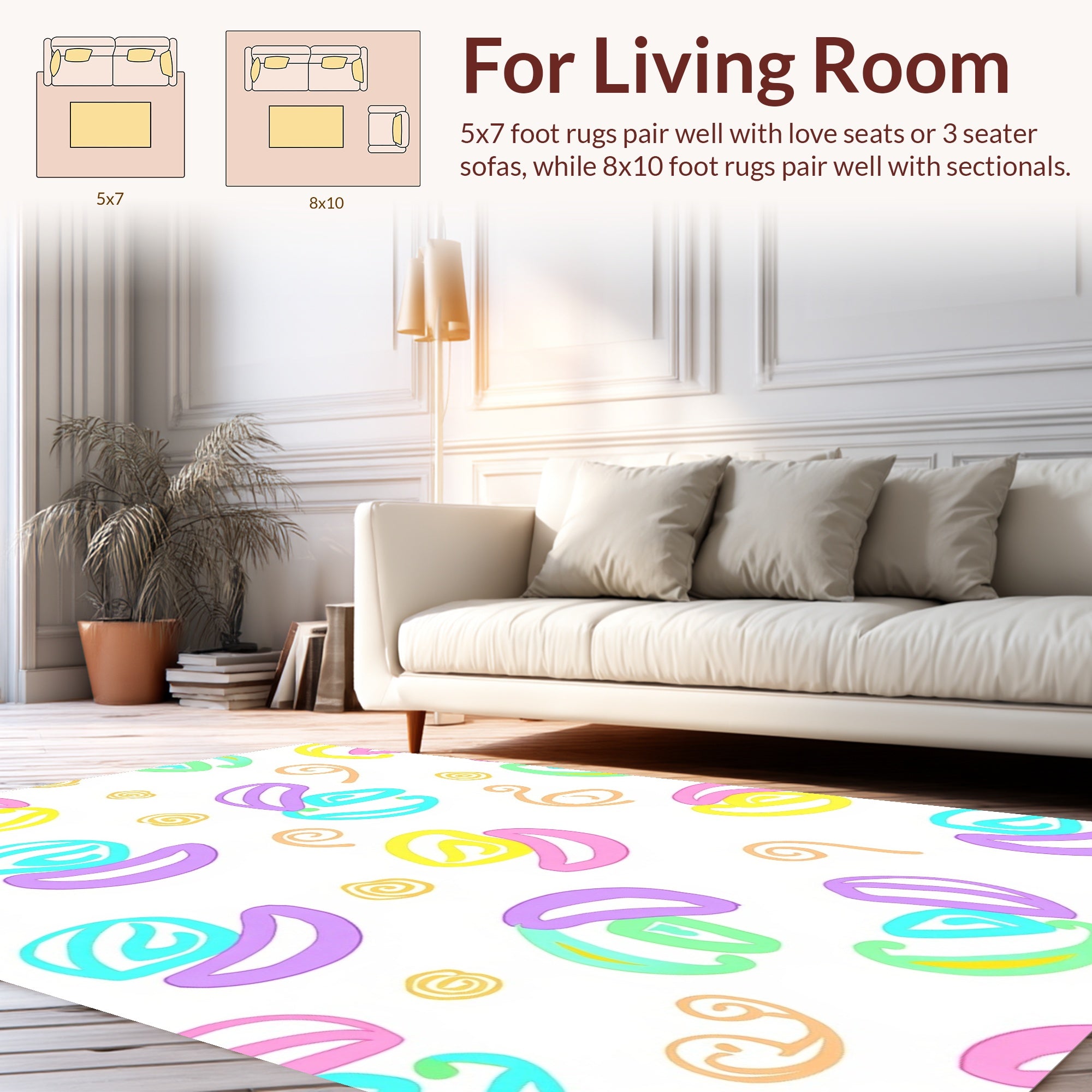 Playful Abstract Swirls Pattern Rug