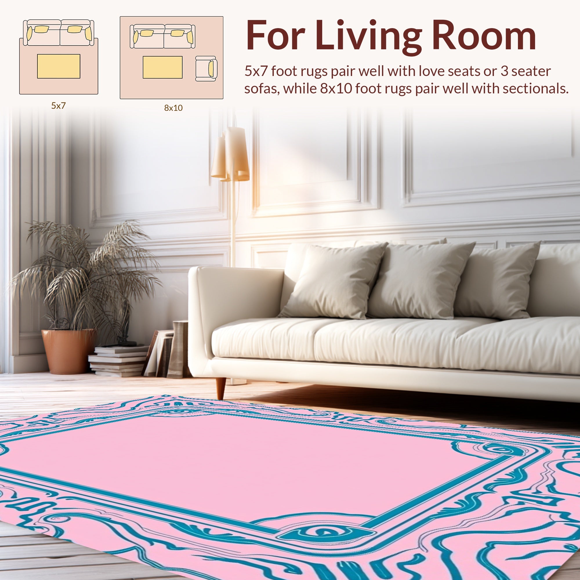 Groovy Abstract Teal Pink Swirl Design Rug