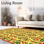 Bold Red Green Abstract Pattern Rug