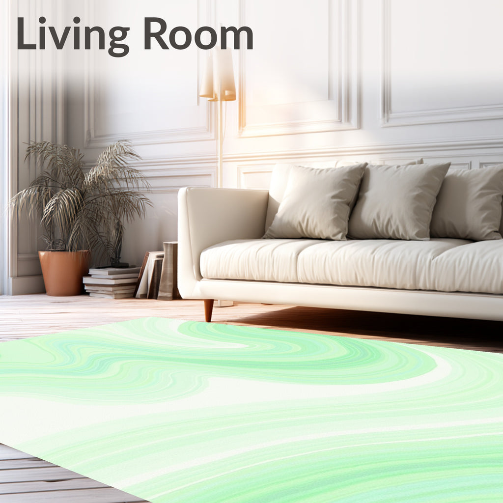 Soft Mint Green Swirl Pattern Rug