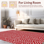 Wavy Chevron Red Stripe Pattern Rug