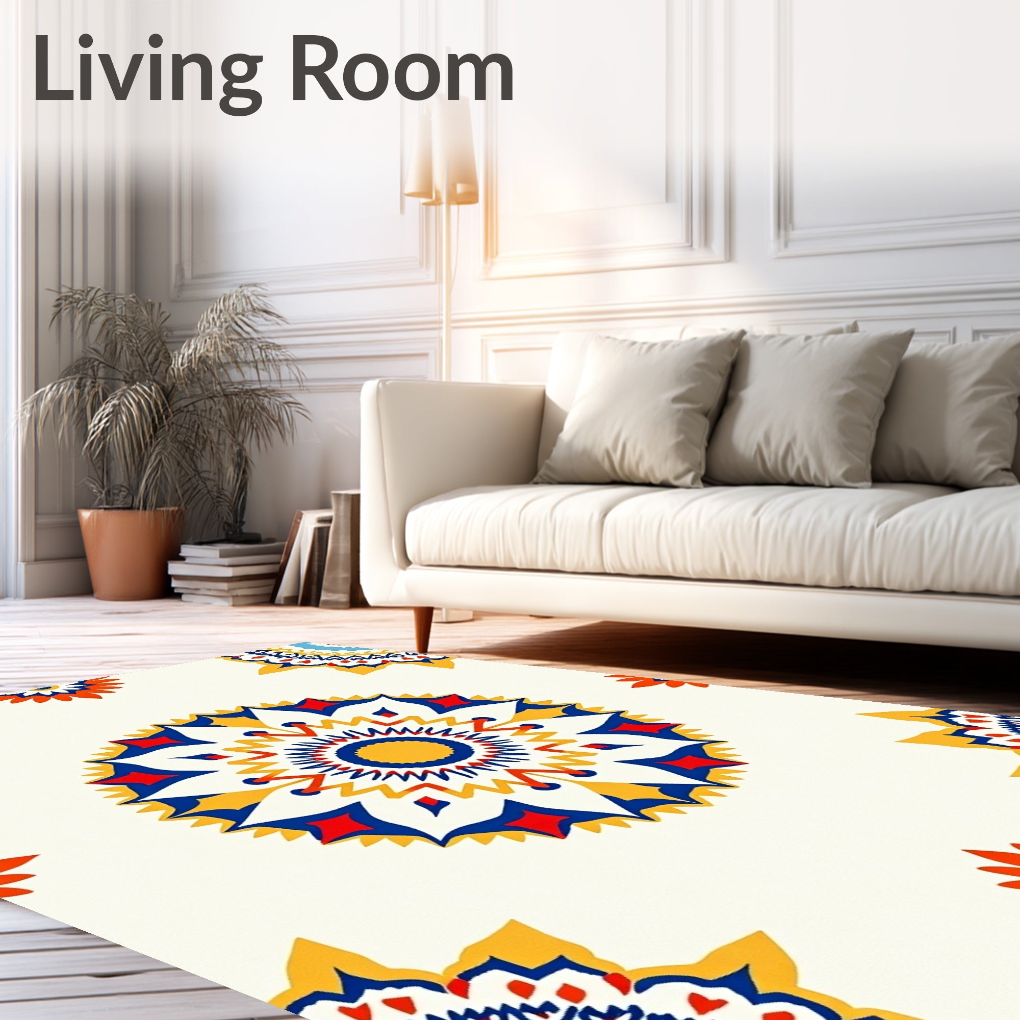 Bright Sunburst Mandala Pattern Rug