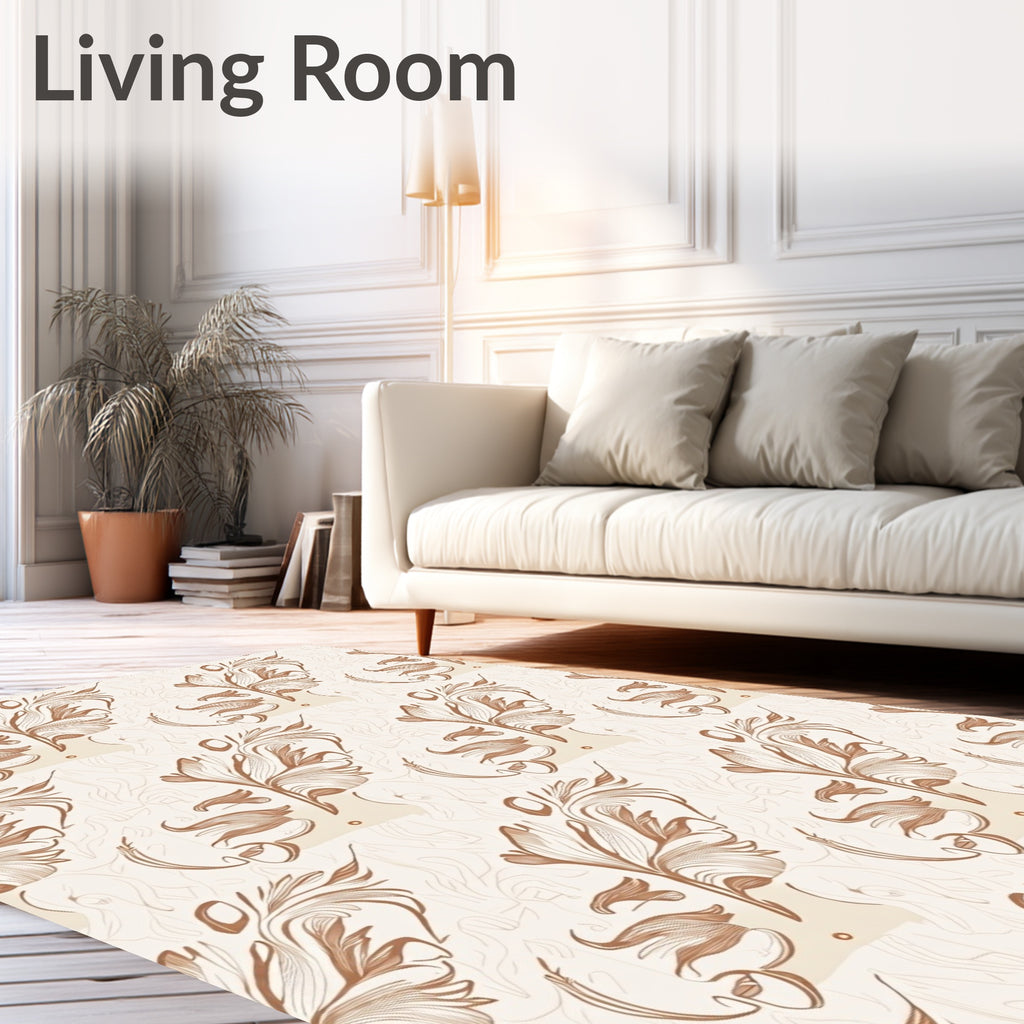 Feathered Swirls And Lines Design Rug