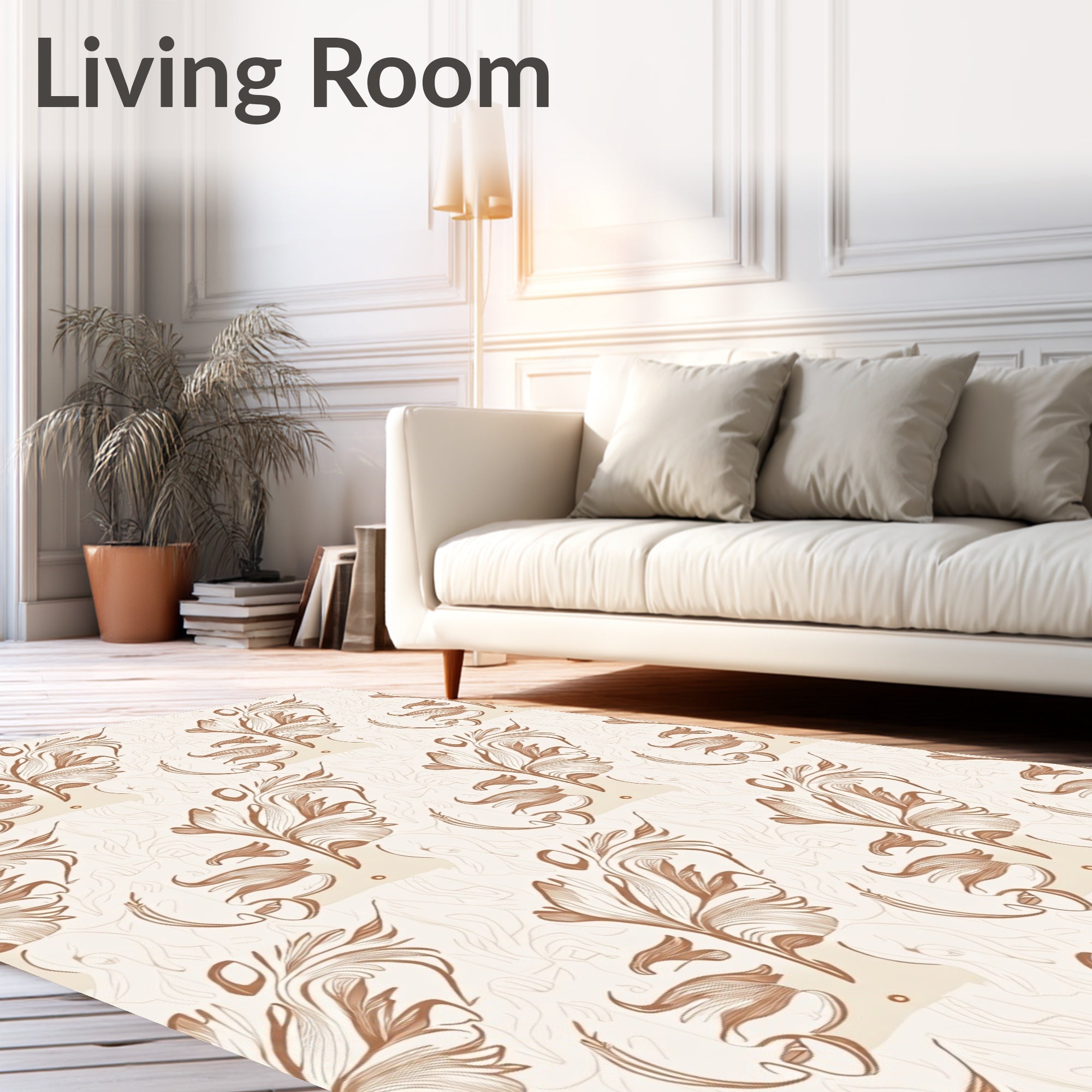 Feathered Swirls And Lines Design Rug