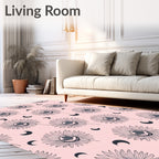 Floral Moon Pattern Design Rug
