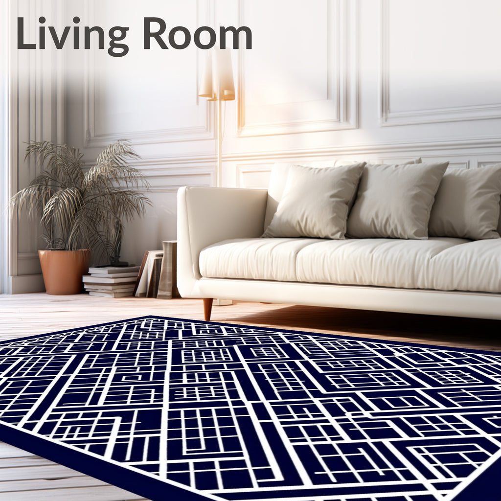 Geometric Abstract Grid Pattern Rug