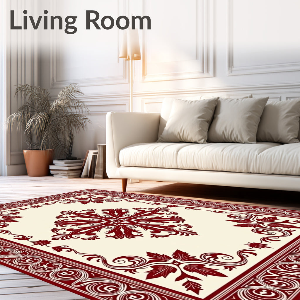 Ornate Floral Medallion and Border Design Rug
