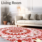 Red Pink Floral Mandala Style Rug