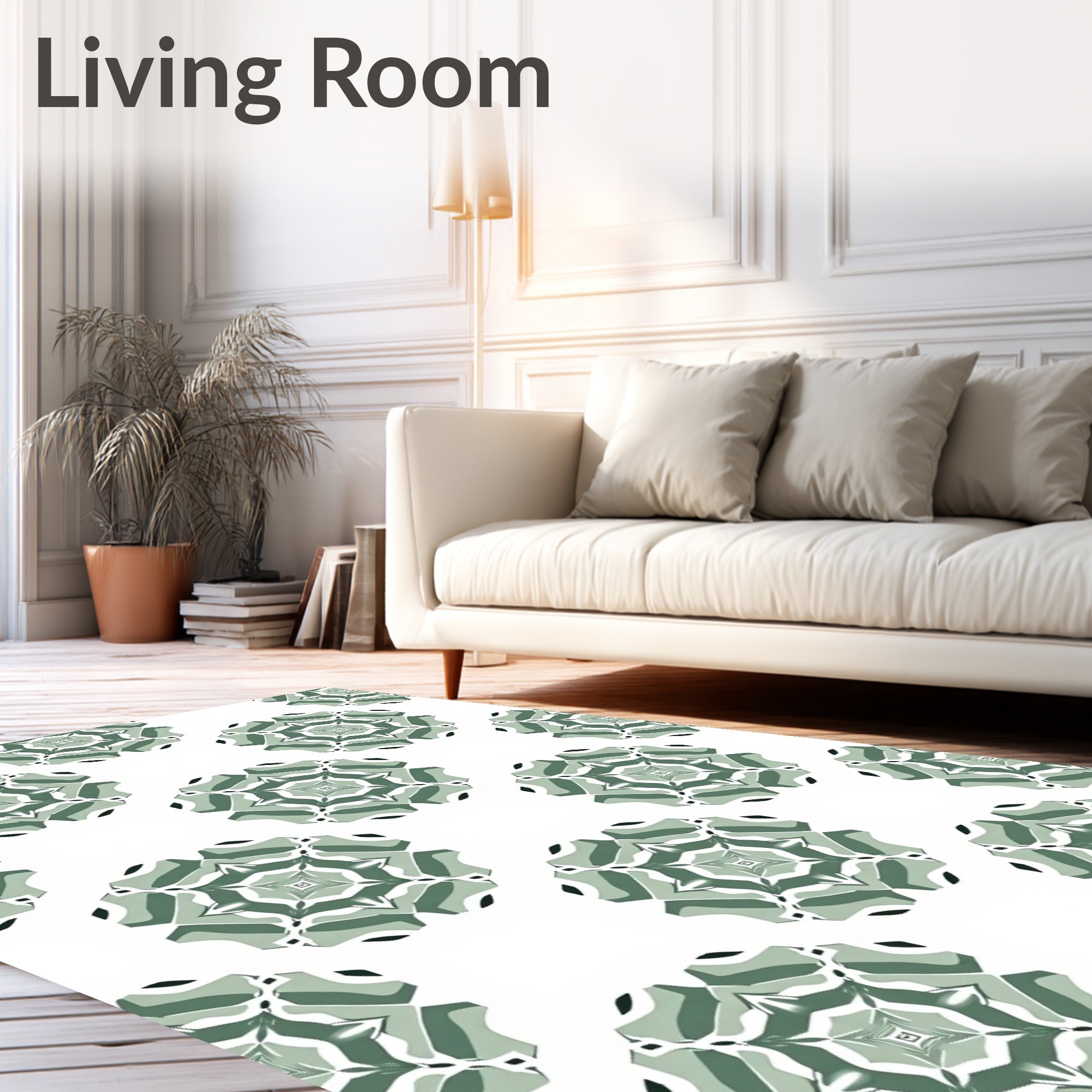 Green Geometric Star Pattern Rug